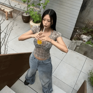 Check bra puff T-shirt
