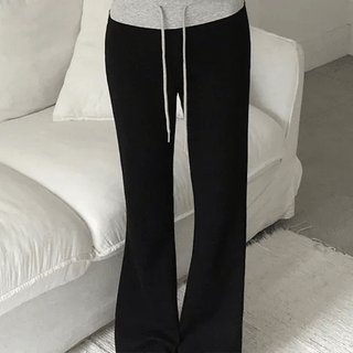 Color Block Elastic Long Bootcut Pants