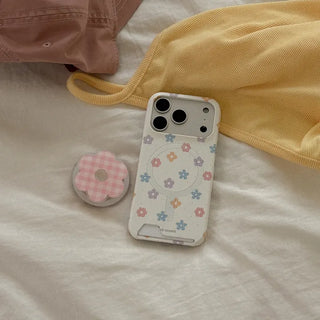 Flower Gingham MagSafe Card Phone Case for iPhone 17 Pro Hard