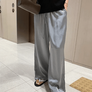 Mute Satin Wide Elastic Waist Pants
