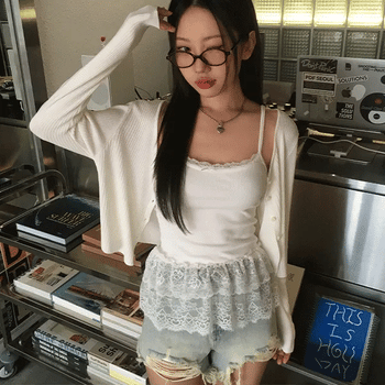 Soft Lace Tiered Cardigan Set