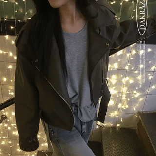Fleece-Lined Oversized V-Neck T-Shirt