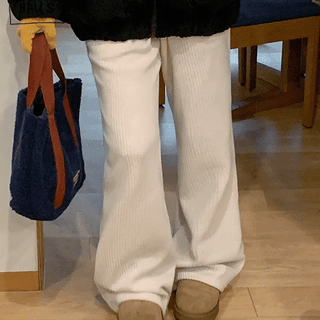 Kilen Ribbed Knit Bootcut Elastic Pants