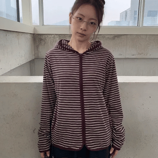 Leshu Striped Fleece Zip-Up Jumper