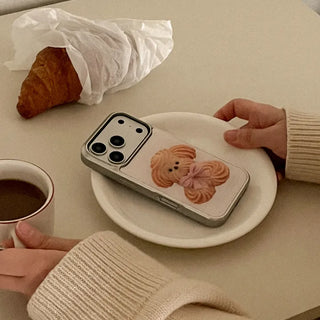 Butter Cookie Puppy iPhone 18 Pro Galaxy Epoxy Silver Bumper Case