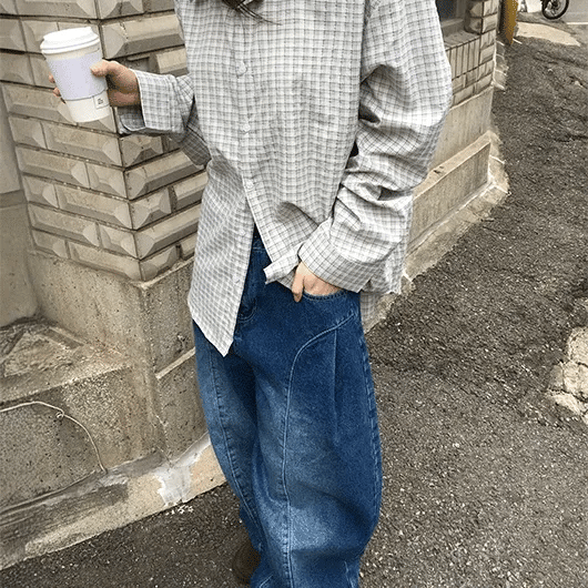 Tele Side Pintuck Wide Denim Pants