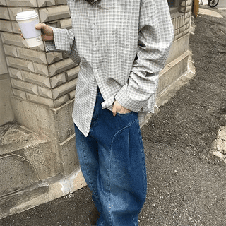 Tele Side Pintuck Wide Denim Pants