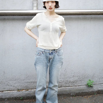 Washed bootcut denim