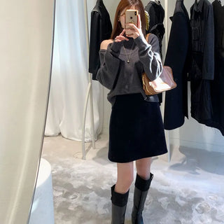 Velvet corduroy skirt