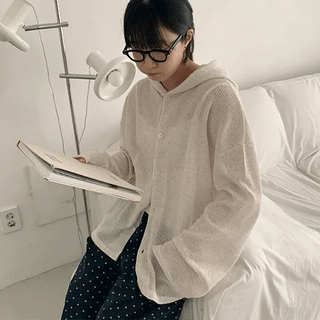 Tatsuna Summer Knit Button Hooded Cardigan