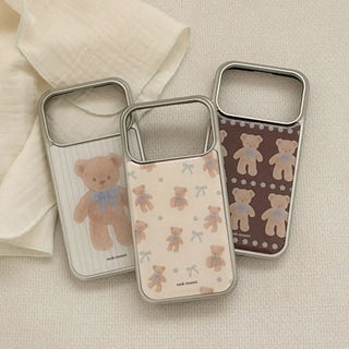 Cocoa Teddy iPhone 18 Pro Galaxy MagSafe Silver Bumper Case