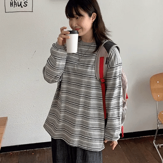 Ora Striped Boxy Long Sleeve Tee