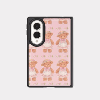 Blooming Teddy Galaxy Z-Flip Fold 8 Epoxy Black Bumper Case