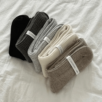 Medion Cashmere Wool Ribbed Knee Socks