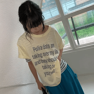 Nanade Lettering Dot Print Loose Fit Short Sleeve T-shirt