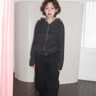Serne Frill Hooded Zip-up