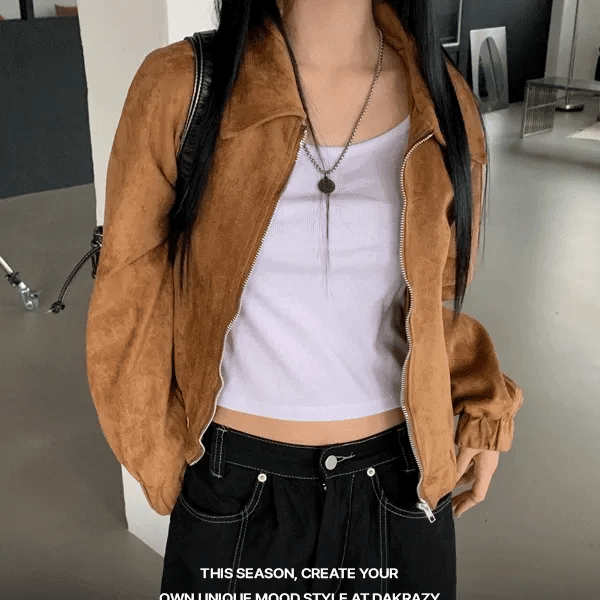 With Suede Crop Jacket