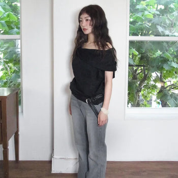 Grain fade denim pants