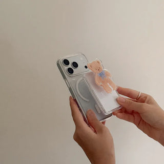 Cocoa Teddy Design [MagSafe Acrylic Smart Talk + Card Wallet]
