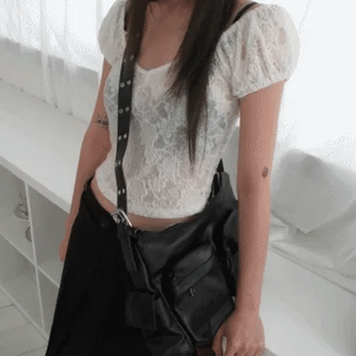See-through shirring bustier