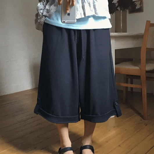 Fleur Wide Roll-up Elastic Bermuda Pants