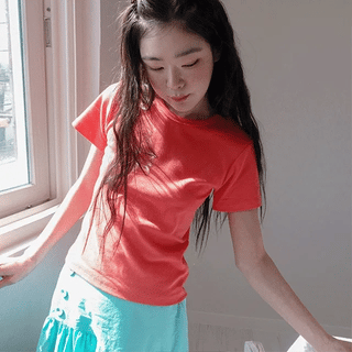 Brook Color Basic U-Neck Short Sleeve T-Shirt