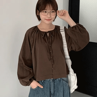 Nippu Ribbon Shirring Blouse