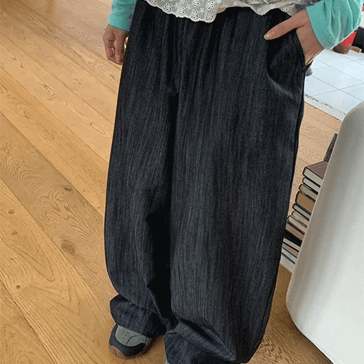 Garanki Non-Faded Wide Denim Pants