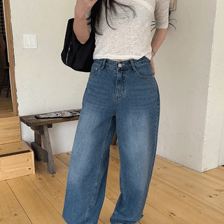Curve wide denim pants