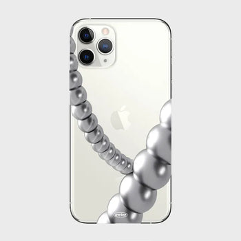 Circle Chain Silver Printing Clear Jelly iPhone Case