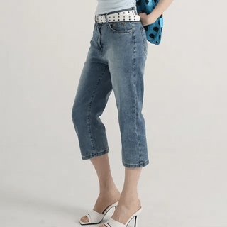 WASHED Vintage Raw Denim Capri Pants