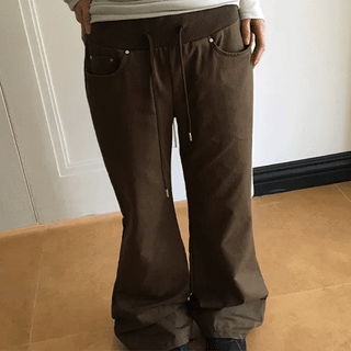 Filles Riveted Ribbed Banding Bootcut Pants