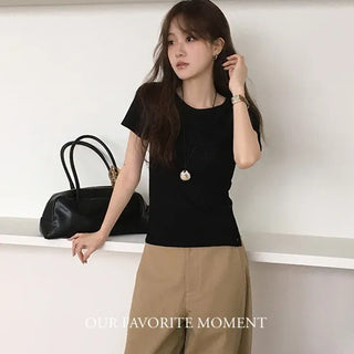 Summer Button Slit T-shirt