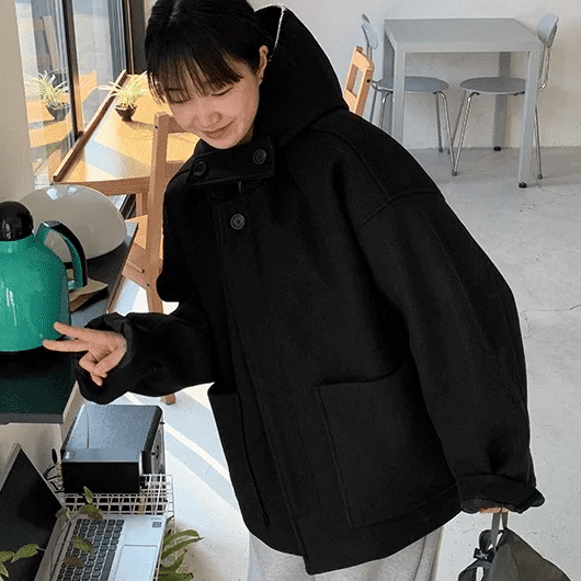 Remt Quilted Wool Over Hooded Coat