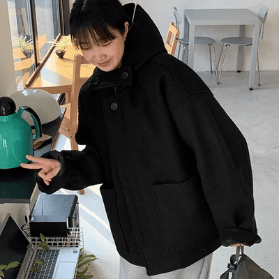Remt Quilted Wool Over Hooded Coat