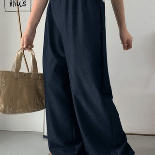 Tido Elastic Waist Denim Wide Pants