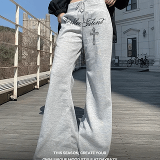 Falling Lettering Bootcut Training Pants