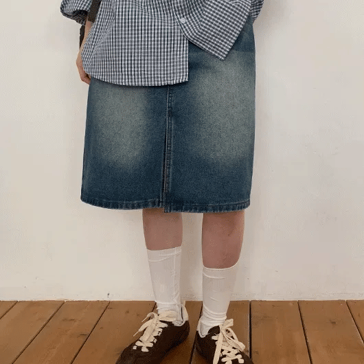 Saffney Cutout Denim Midi Skirt