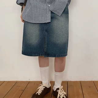Saffney Cutout Denim Midi Skirt