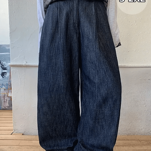 Rosimi Pintuck Raw Denim Wide Pants