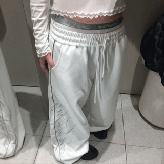 Front lettering bootcut pants