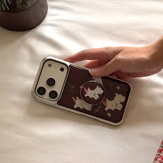 [Support for Abandoned Dogs] Holiday Hug Me Dog iPhone 18 Pro Galaxy MagSafe Silver Bumper Case