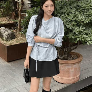 Draped Shirred Strap Blouse
