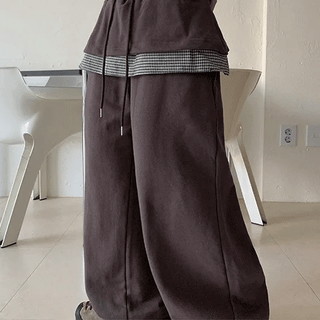 Pretz Elastic String Check Frill Layered Skirt Pants
