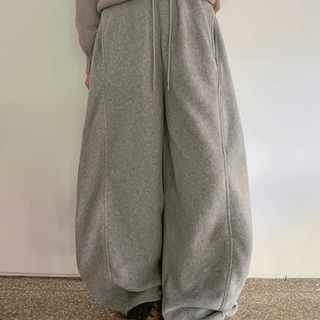 Sitb Fleece Elastic Waist Balloon Wide Pants