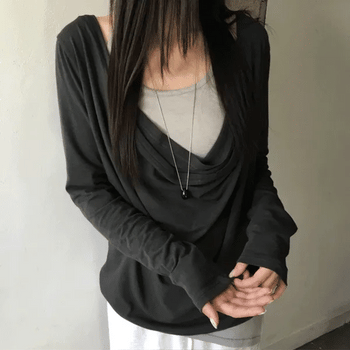 Sia Drape Two-Way Long Sleeve Tee