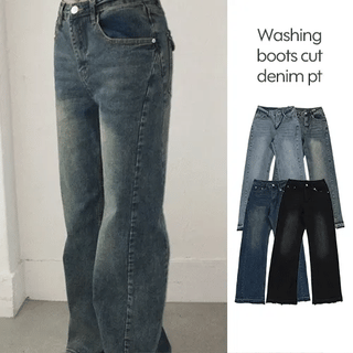 Kati Washed Cut-out Bootcut Denim Pants