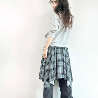 Tilla check asymmetrical skirt