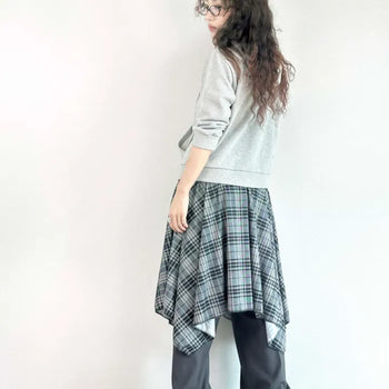 Tilla check asymmetrical skirt