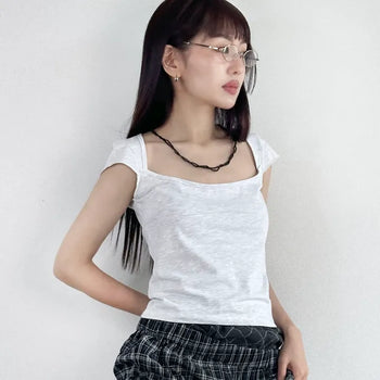 Ribonette Square Neck Short Sleeve T-shirt
